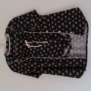 kate spade Black & Pink Bow-Print Short Pajama Set